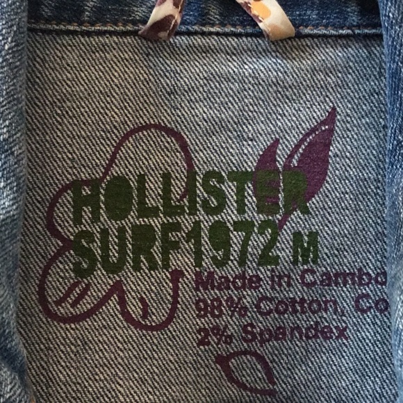 Hollister Surf 1972 Blue Long Sleeve Collared Denim Jacket Size Medium - Picture 3 of 16